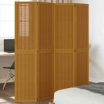 Room Divider 4 Panels Office Privacy Screen Brown Solid Wood Paulownia vidaXL