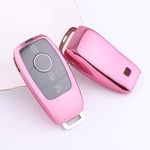 For Benz Key Cover,Special Soft TPU Benz Key Case Cover Protector Metallic Feel Durable Beautiful Appearance Fit to Mercedes Benz C E G S M GL CLS CLK G Class Keyless Smart Key Fob Case (Pink)