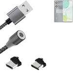 Magnetic charging cable for Huawei Enjoy P60 Pro with USB type C and Micro-USB c