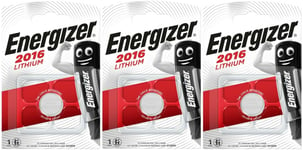 3x Energizer CR2016-FSB1 Litihium 3V Coin Cell CR 2016 Batteries (3 Batteries)