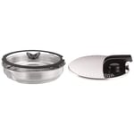Tefal Ingenio Stainless Steel Steamer with Glass Lid & Ingenio Universal Stainless Steel Straining Lid with Saucepans