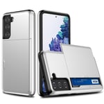 Samsung Galaxy S21 cover med kortholder - Sølvfarvet