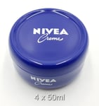 NIVEA CREME MOISTURISING CREAM FOR HANDS, BODY AND FACE 50ML TUB 4 PACK