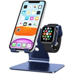 OMOTON Support Compatible avec Apple Watch et iPhone, 2 en 1 Dock Stand iPhone Bureau et Station de Chargement en Aluminium pour App