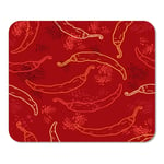 Mousepad Computer Notepad Office Green Spicy Red Chili Peppers Pattern Yellow Mexican Jalapeno Food Graphic Cuisine Home School Game Player Computer Worker Inch