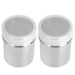 2Pcs Powder Shaker, Stainless Steel Chocolate Shaker Duster Dredgers Icing Sugar Shaker Coffee Cocoa Dredges Latte Cappuccino Mesh Sifter with Fine-Mesh Lid
