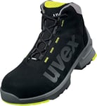 Uvex 1 lace-up boot, safety shoes S2 SRC, work shoes for men & women, black/lime, size 14.5