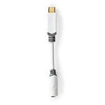 USB-C Adapter | USB 2.0 | USB-C Hane | 3.5 mm Hona | 0.10 m | Rund | Guldplaterad | PVC | Vit | Låda