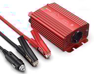 BESTEK Convertisseur Pur Sinus 300W, Convertisseur 12v 220v pour Voiture Camion Onduleur Pure avec 2 Ports USB 4,2A et 1 Prise AC(Adaptateur Allume-Cigare, Clips de Batterie, 2 Fusibles)