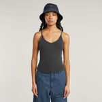 Spaghetti Strap Rib Top - Black - Women