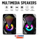 Surround Sound System LED PC Speakers Gaming Bass USB Wired for Desktop Computer