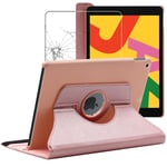 Ebeststar - Coque Ipad 10.2 (2019) Housse Protection Pu Cuir Support Rotatif 360, Or Rose Gold [Dimensions Precises Tablette : 250.6 X 174.1 X 7.5mm, Écran 10.2'']