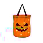 LED-ljus Halloween Trick or Treat Hink Pumpa Godispåsar Hopfällbar Halloween Korg för Thanksgiving Party Presentkorg smile