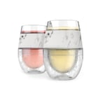 Host Freeze Cooling Cup, Double Wall Insulated Freezer Chilling Tumbler with Gel, Glasses for Red and White Wine, 8.5 oz (250ml), Set of 2, Marble