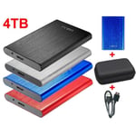 Disque Dur Externe HDD 2.5" USB 3.0 SATA Portable Stockage 4TB 4To Bleu Métal avec Sac Étui de Protection