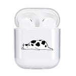 Idocolors Cute Cow Case Compatible with Airpod Clear Soft TPU, [ LED Visible ] [ Supports Wireless Charging ] Protective Cover for Airpods 1st and 2nd Gen