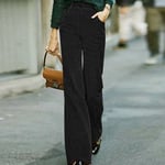 Women Flare Wide Leg Solid Pants Corduroy Culottes High Waist Trousers Plus Size