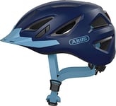 ABUS Casque de ville Urban-I 3.0 - Casque de vélo avec feu arrière, visière et fermeture magnétique - pour hommes et femmes - Bleu (core blue), taille L