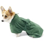 Dog Bathrobe Pet Dog Cat Microfiber Quickly Absorbing Water Bath Towel, Dog Drying Towel Robe with Belt for Large,Medium,Small Dogs, Puppy Cats Adjustible Easy Wear,Green,M