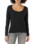 Calvin Klein Women Sweatshirt L/S Curve Neck Stretch, Multicolor (Black), XS