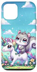 Coque pour iPhone 12/12 Pro Kawaii Squirrel on Unicorn Daydream