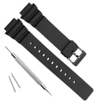 OliBoPo Waterproof Natural Resin Replacement Watch Band for Women's Casio MRW-200H (Black)