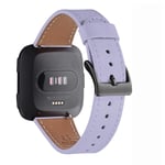 WFEAGL Strap Compatible For Fitbit Versa Strap, Top Grain Leather Band Replacement Strap Compatible with Fitbit Versa/Fitbit Versa 2/Versa Lite Fitness Smart Watch(Lilac Band+Black Buckle)