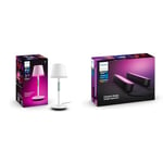 Philips White and Color Ambiance, lampe à poser portable Hue Go Portable, compatible Bluetooth & Play Pack White & Color Ambiance, Noir, Pack de 2, Kit de base, fonctionne avec Alexa