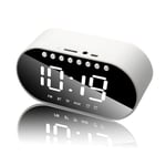 GALIMAXIA Wireless Bluetooth Clock Alarm Clock Home Portable Speaker Overweight Subwoofer Small Audio Player Bring you an excellent experience (Color : White)