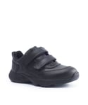Start-Rite Childrens Unisex Meteor Plain Black Leather Rip Tape Chunky Trainers - Size L3.5 Standard fit