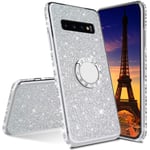 IMEIKONST Samsung S8 Case Ultra-Slim Glitter Sparkly Bling TPU Rotating Ring Stand Silicon Soft TPU Shockproof Protective Shell Skin Cover for Samsung Galaxy S8 Bling Silver KDL