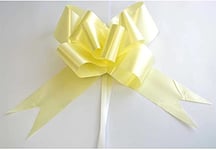 SHATCHI Large 50mm/5cm Ribbon Pull Bows for Party Wall, Gift Wraps, Christmas Trees, Wedding, Birthday Hampers Decoration Florist, Light Yellow, 60pcs