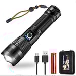 10000 Lumen ficklampa, LED ficklampa extremt ljusstark 5000mAh USB uppladdningsbar KLB