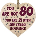 Plaque en bois en forme de cœur pour 80e anniversaire pour homme et femme, panneau en bois clair, souvenir « Happy Birthday », maman, petite amie, papa, mari, épouse, petit ami, maman