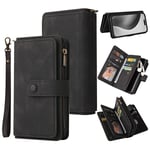 SKALO iPhone 16 Pro Max Big Wallet 17-FACK Plånboksfodral - Svart Svart