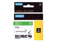 Dymo Tape Rhinopro Permanent Vinyl 19mm Hvid/grøn