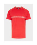 Hugo Boss Mens Round Neck Slim Fit T-Shirt in Red Cotton - Size Large