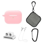 Apple AirPods Pro 2 gen. - Silikone cover - Inkl. Taske & neck strap - Pink