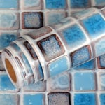 Livelynine Papier Peint Bleu Credence Adhesive Cuisine Carrelage Adhesif Mural Salle Bain Autocollant Mosaïque Épaissir Impe
