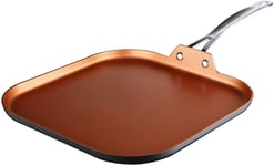 Amazon Brand – Eono Griddle Pan -Non Stick Oven Safe Square Pancake Frying Pan -Stay Cool Handle -Aluminium Copper Frying Pan -28cm,Copper-Black
