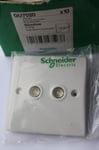 Schneider GU7020 Slimline White 2G TV/FM  co-axial socket + screw covers
