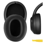 Geekria QuickFit Protein Leather Replacement Ear Pads for Sony WH-XB900N Headphones Earpads, Headset Ear Cushion Repair Parts (Black)
