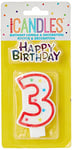 Unique Party - 37313 - Bougie à Paillettes d'Anniversaire Numéro 3 et Décoration pour Gâteau - Happy Birthday, Sans Parfum