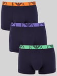 Emporio Armani Bodywear Bold Monogram 3 Pack Trunks, Navy, Size L, Men