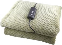 Waffle Soft Fleece Heated Electric Throw Over Blanket Honeycomb Overblanket with Timer and 10 Heat Settings (Sage Green)