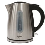 Cordless Electric Jug Kettle, 1.7 Litre, 3000 W, Stainless Steel, Igenix IG7251