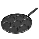 7-Cup Egg Frying Pan, Non-Stick Aluminium Alloy Egg Cooker Pan, 11.8inch Fried & Poached Egg Burger Steak Pan, Breakfast Skillet Cooker for Home Kitchen Cooking Tool(Black)