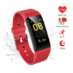Fitness Tracker Heart Rate Monitor, Waterproof Sports Activity Tracker Watch with Sleep Monitor Calorie Counter Smart Pedometer for Men Women Kids Red