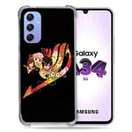 Cokitec Coque Renforcée en Verre Trempé pour Samsung Galaxy A34 5G Manga Fairy Tail Logo Noir
