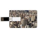 16G USB Flash Drives Credit Card Shape United States Memory Stick Bank Card Style Aerial New York City Famous Town of the World North American Capital Image Decorative,Beige Tan Waterproof Pen Thumb L